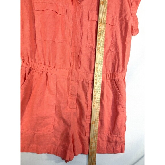 Universal Thread Button Up Women’s Romper Linen Blend Coral Pink Size 14 - Picture 6 of 9